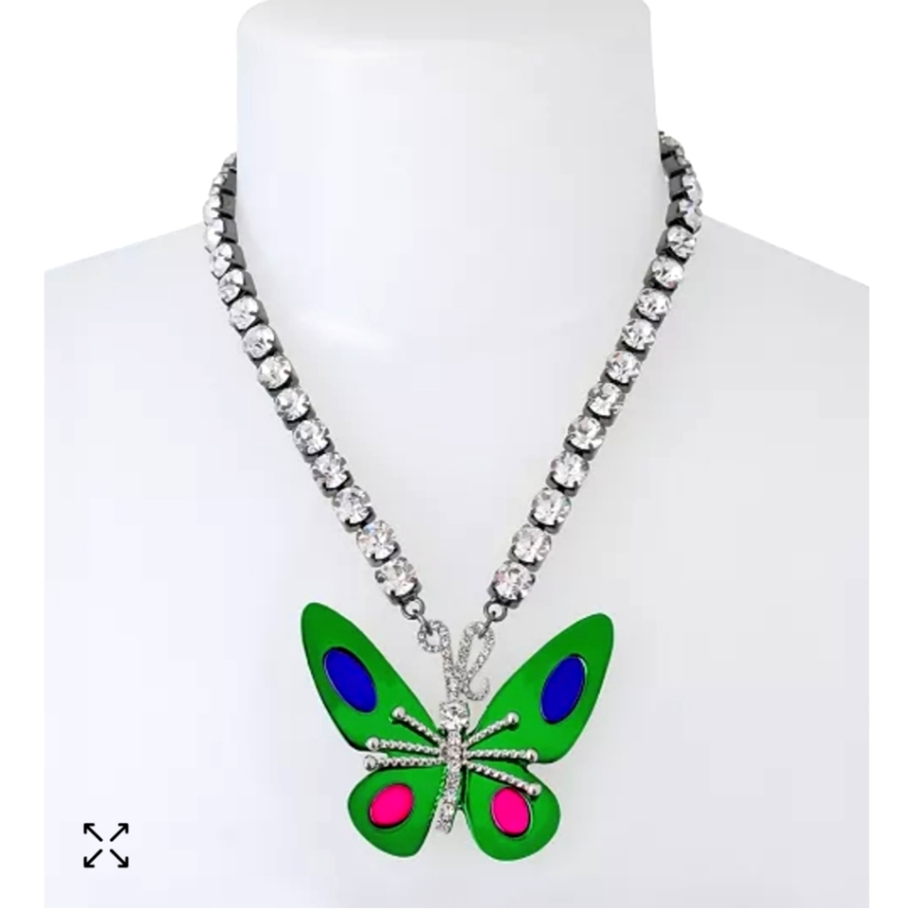 Betsey Johnson Crystal Butterfly Tennis Necklace Petal To The Metal BNWT $98
